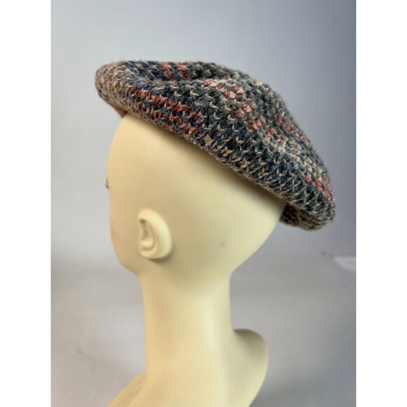Vintage Hansen Wool & Acrylic One Size Beret In Pink & Gray Stripes Made in USA - Picture 8 of 16